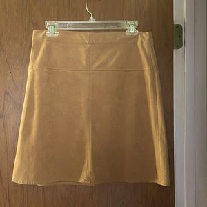 Suede knee length skirt